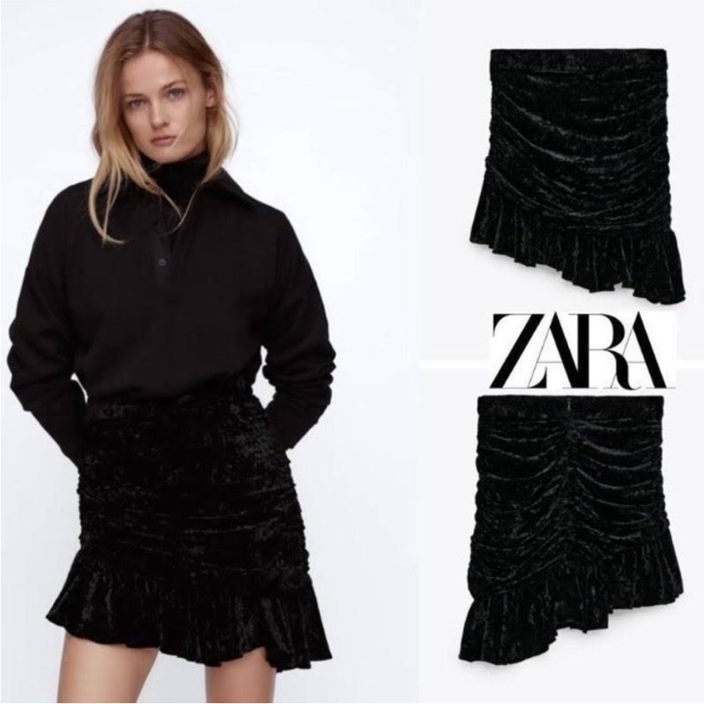 Zara Black Asymmetrical Bubble Mini Skirt